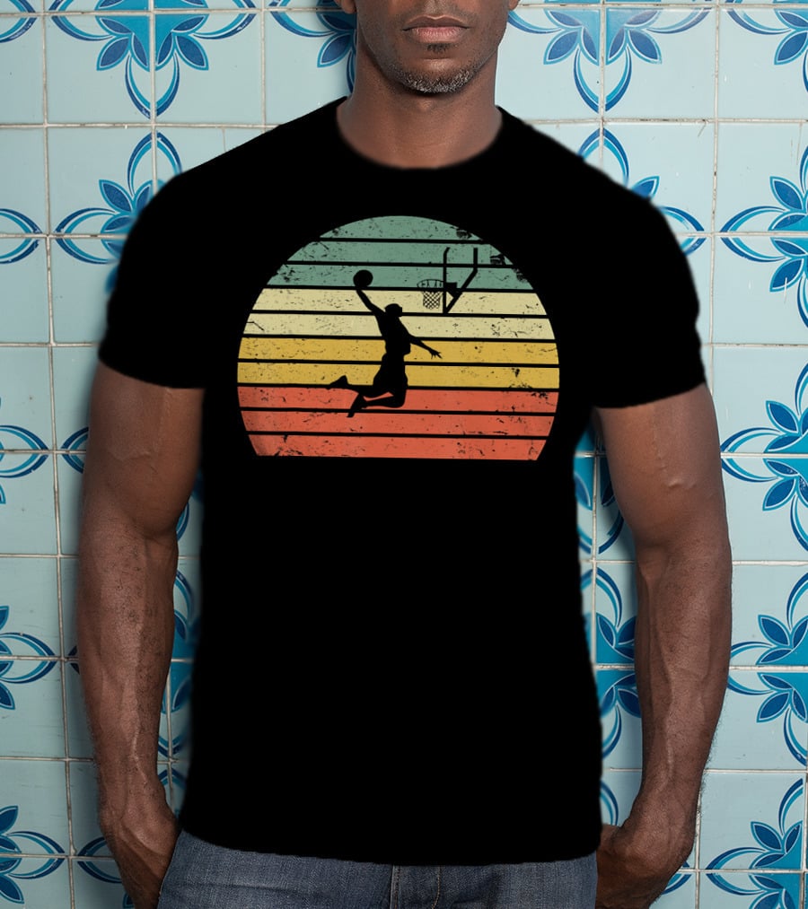Vintage Basketball Dunk Sunset Retro T-Shirt