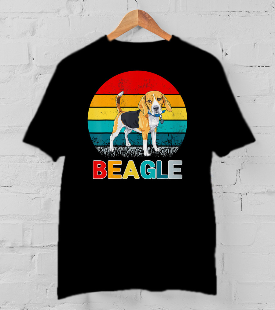 Vintage Beagle Retro Stripes Graphics T-Shirt