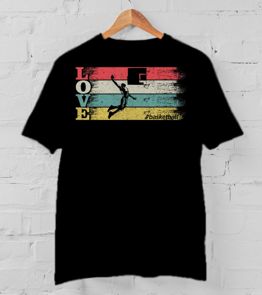 Love Basketball Vintage Sport Team Hashtag Basketball T-Shirt