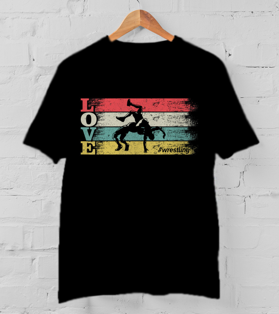LOVE Wrestling Vintage Retro Stripes #wrestling T-Shirt