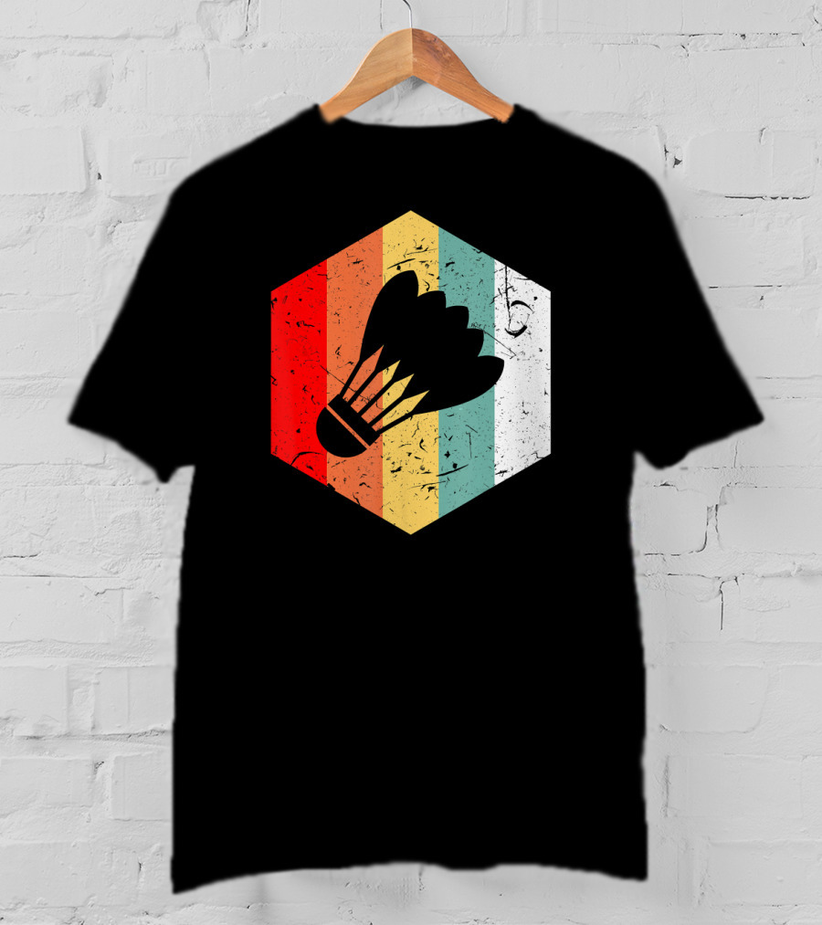 Vintage Shuttlecock Retro Hexagon Sports T-Shirt