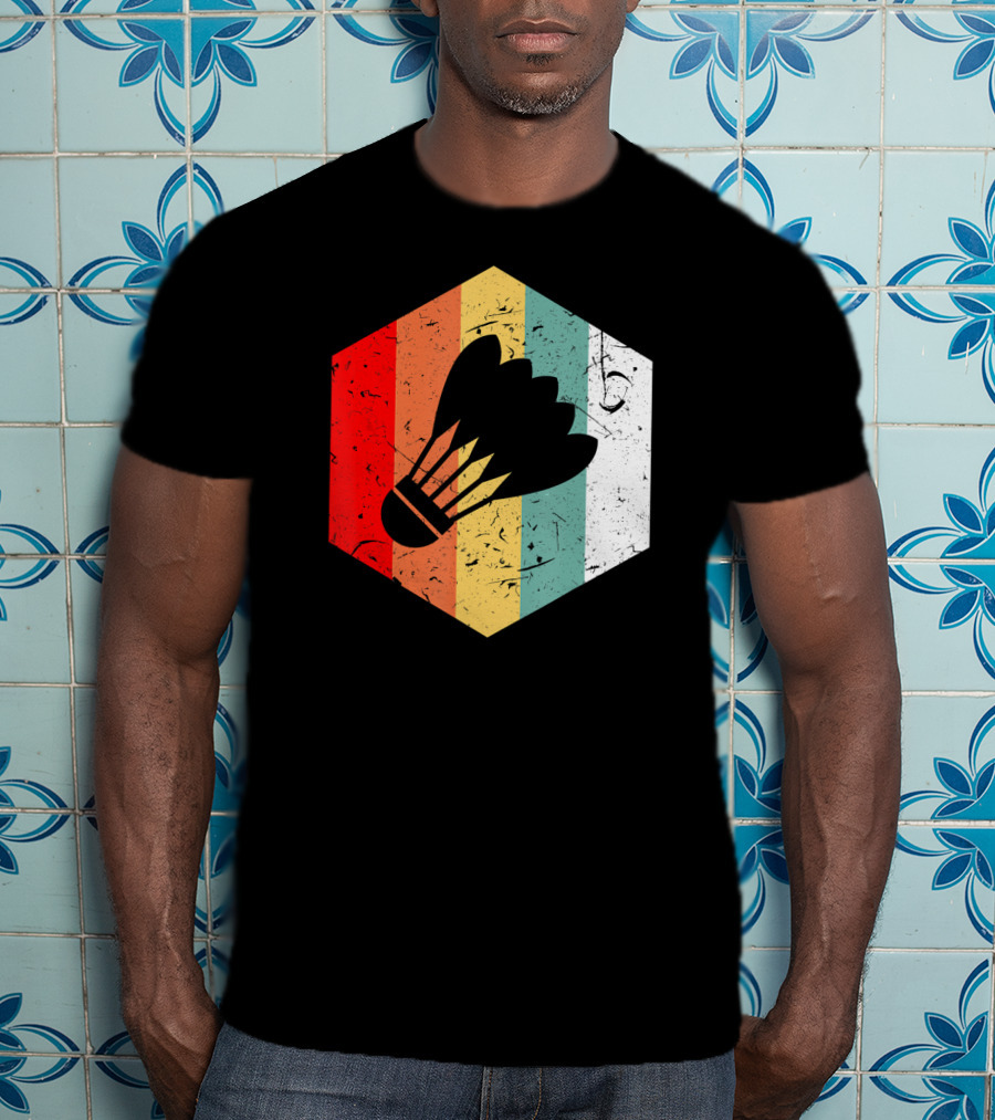 Vintage Shuttlecock Retro Hexagon Sports T-Shirt