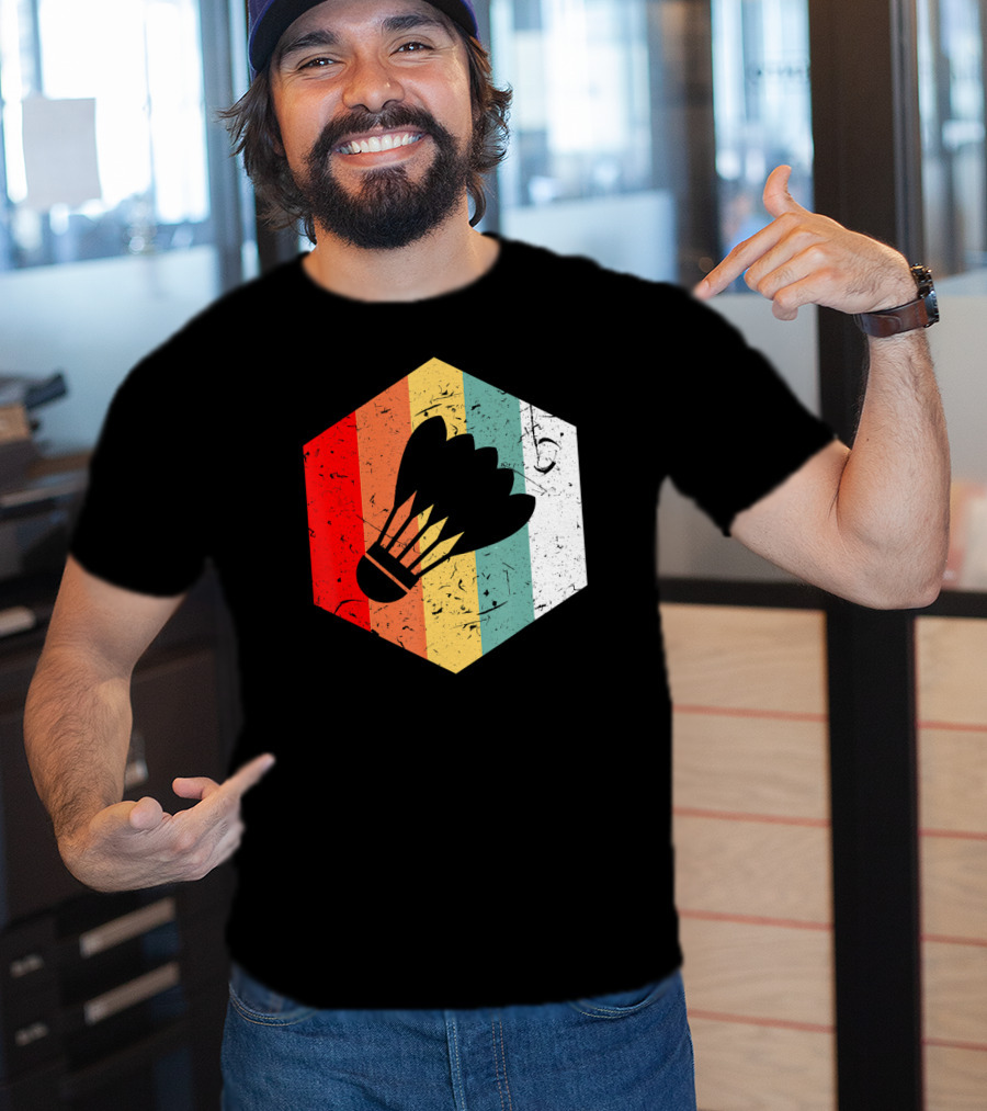 Vintage Shuttlecock Retro Hexagon Sports T-Shirt