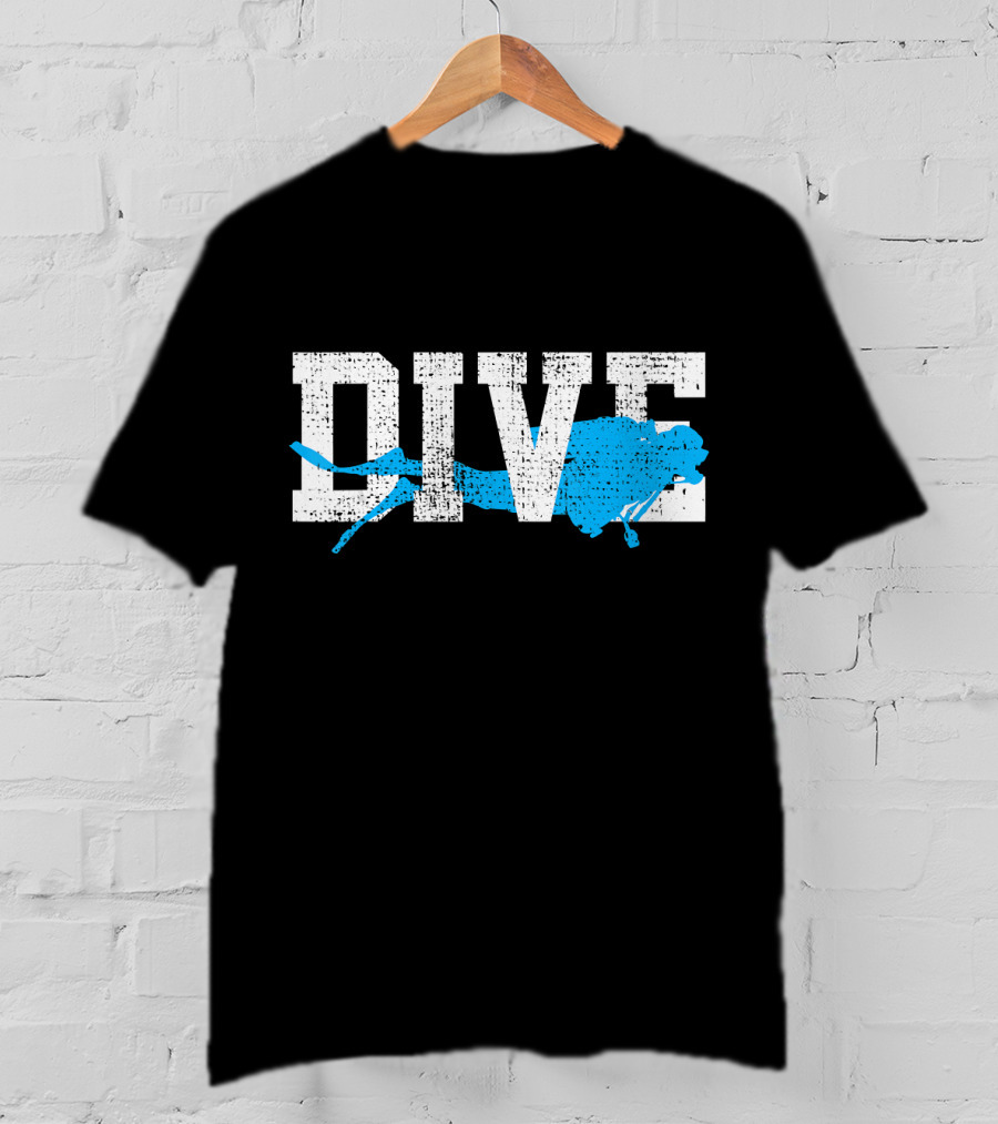 Vintage Scuba Diving Dive Diver Station Scho Bold Dive Text With Diver T-Shirt