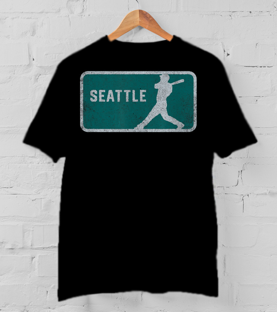 Seattle Vintage Baseball Player Silhouette SEA T-Shirt