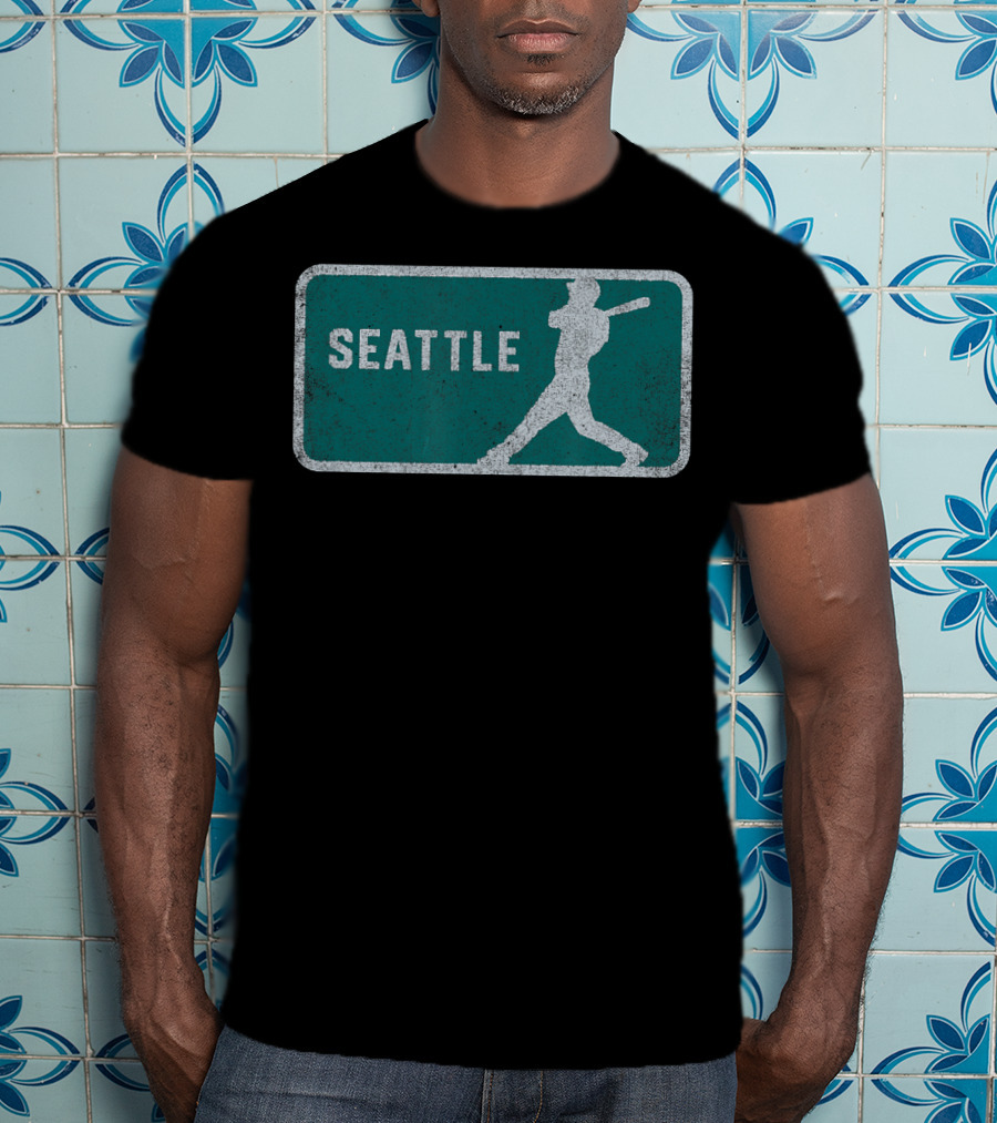 Seattle Vintage Baseball Player Silhouette SEA T-Shirt