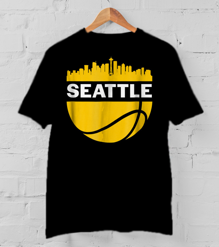 Seattle Skyline Basketball Cityscape Vintage T-Shirt