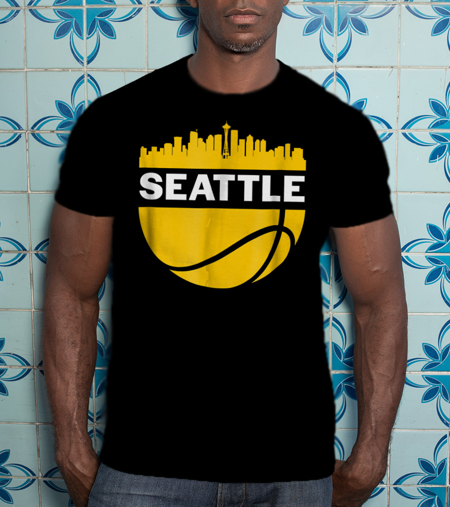 Seattle Skyline Basketball Cityscape Vintage T-Shirt