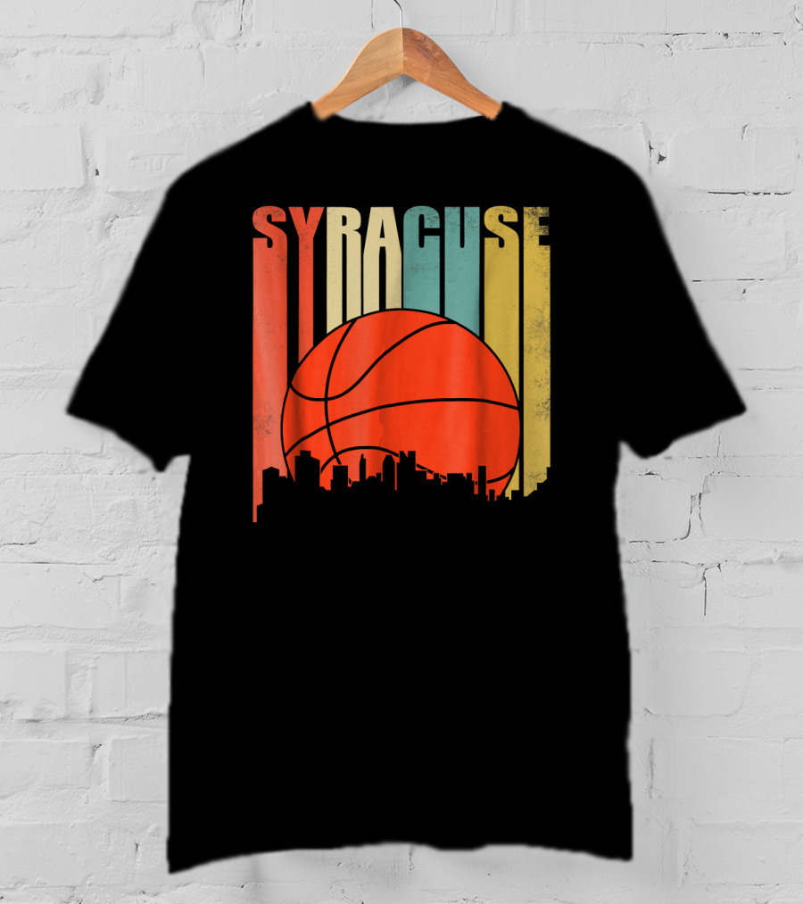 Syracuse New York Vintage City Skyline Basketball T-Shirt