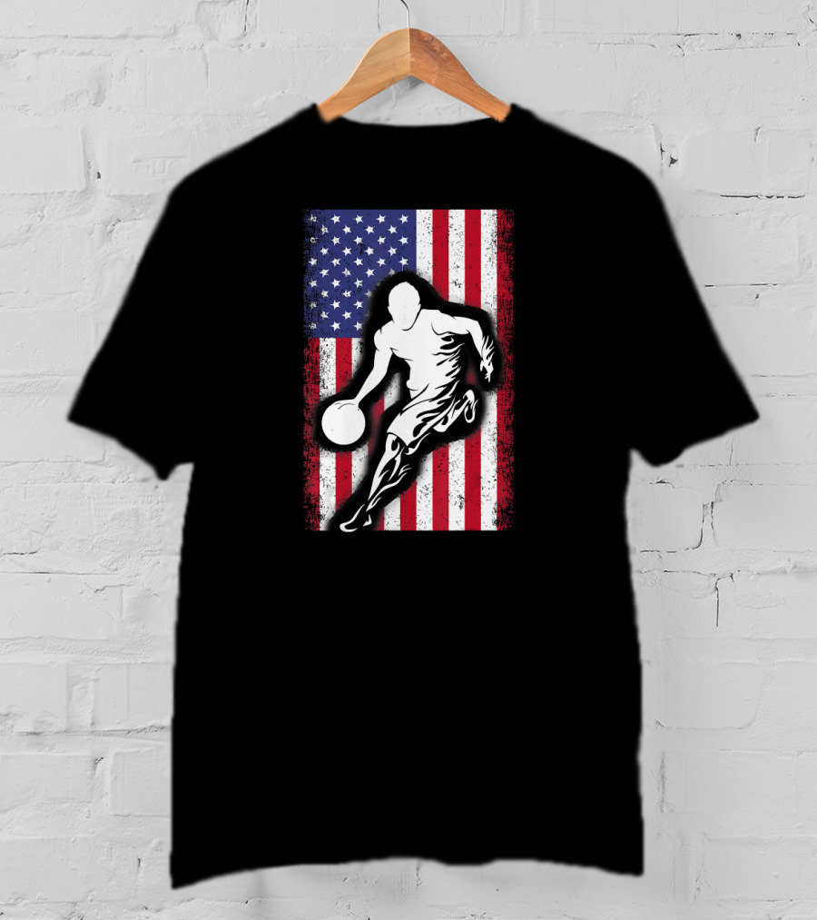 Vintage USA American Flag Player Basketball T-Shirt