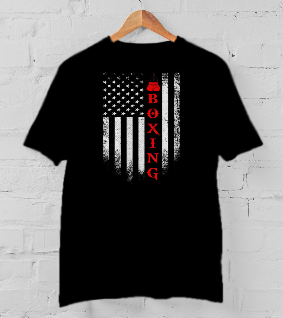 Vintage USA Boxing American Flag With Red Gloves T-Shirt