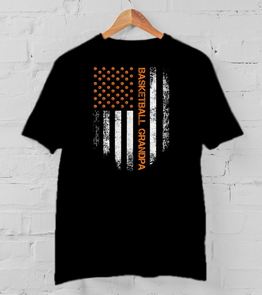 Basketball Grandpa Vintage USA American Flag T-Shirt