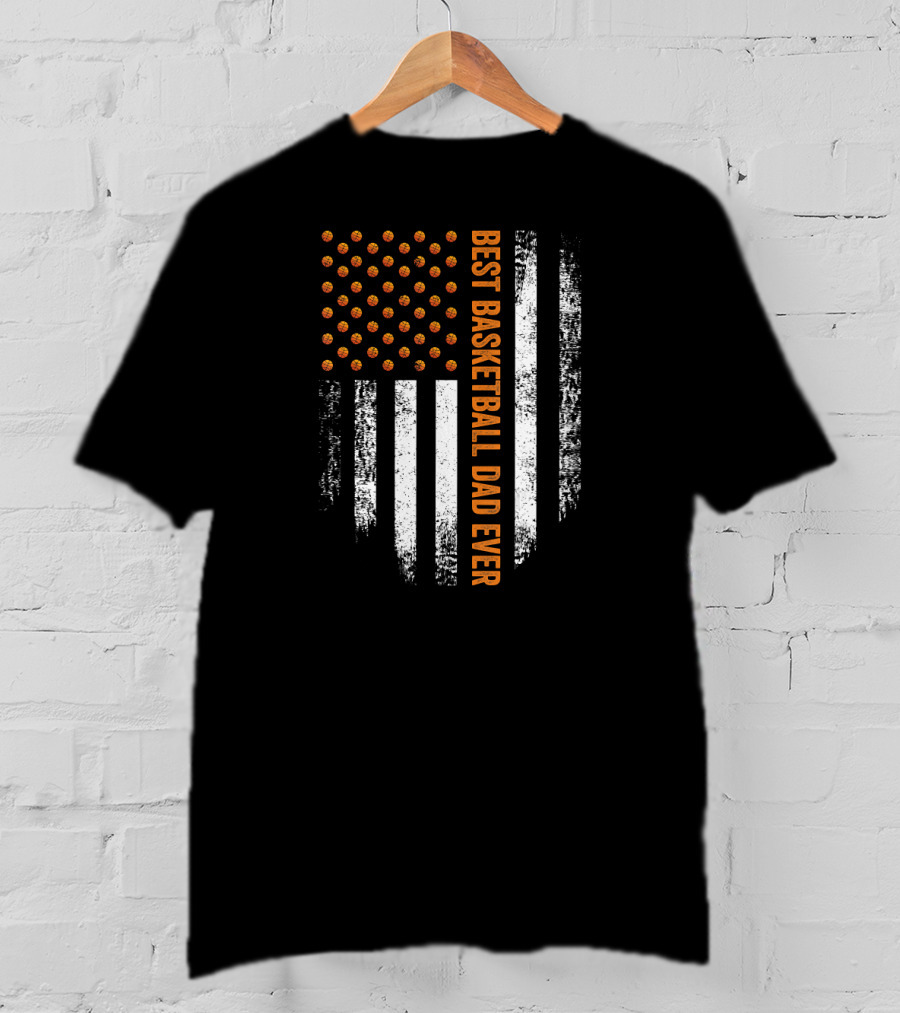 Vintage USA Best Basketball Dad Ever American Flag T-Shirt
