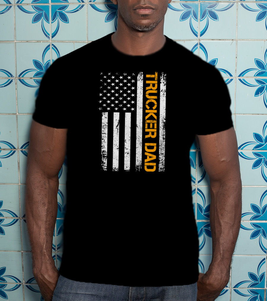 Trucker Dad Vintage American Flag USA T-Shirt