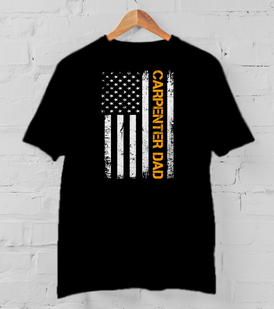 Vintage USA Carpenter Dad American Flag Woodworking T-Shirt