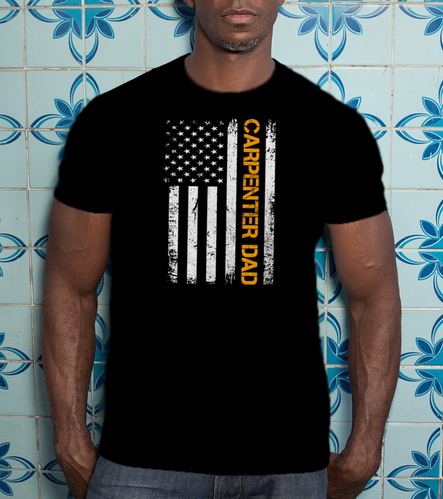 Vintage USA Carpenter Dad American Flag Woodworking T-Shirt