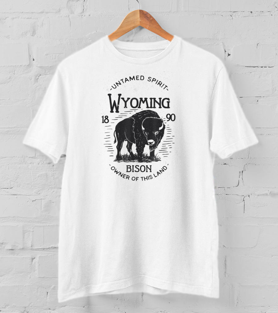 Wyoming Bison 1890 Vintage 70s 80s Retro Buffalo State Of Mine T-Shirt