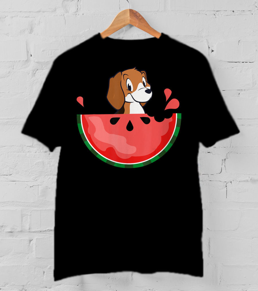 Watermelon With Beagle Summer Vacation Fun T-Shirt