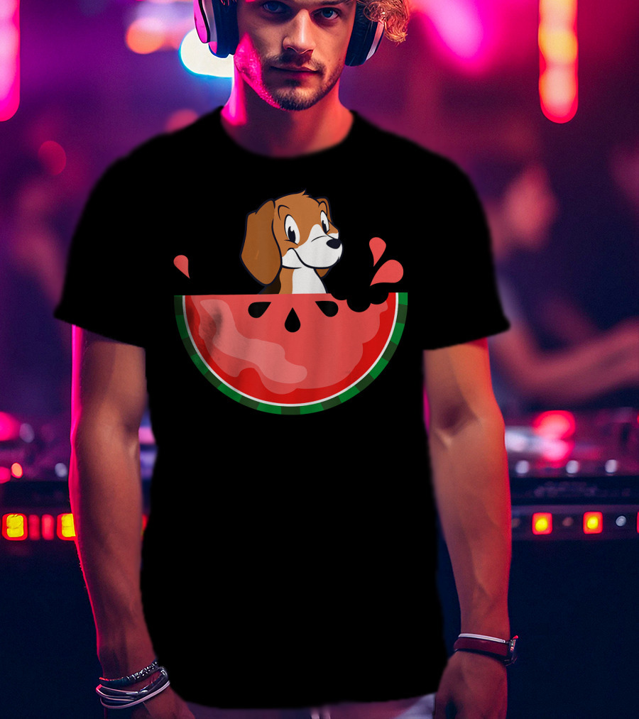 Watermelon With Beagle Summer Vacation Fun T-Shirt