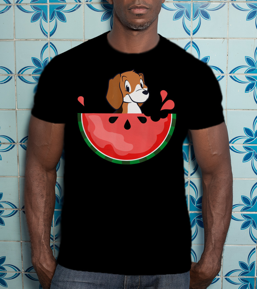 Watermelon With Beagle Summer Vacation Fun T-Shirt