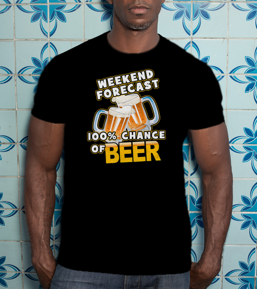 Weekend Forecast 100% Chance Of Beer Two Mugs T-Shirt