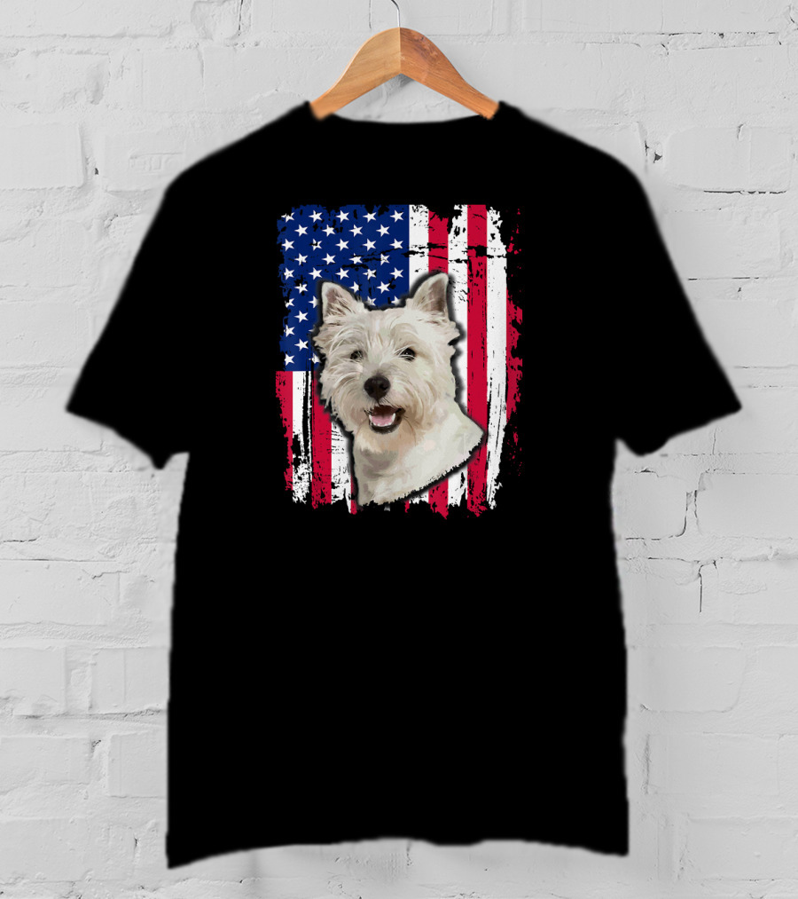 Westie USA Flag Independence Day T-Shirt
