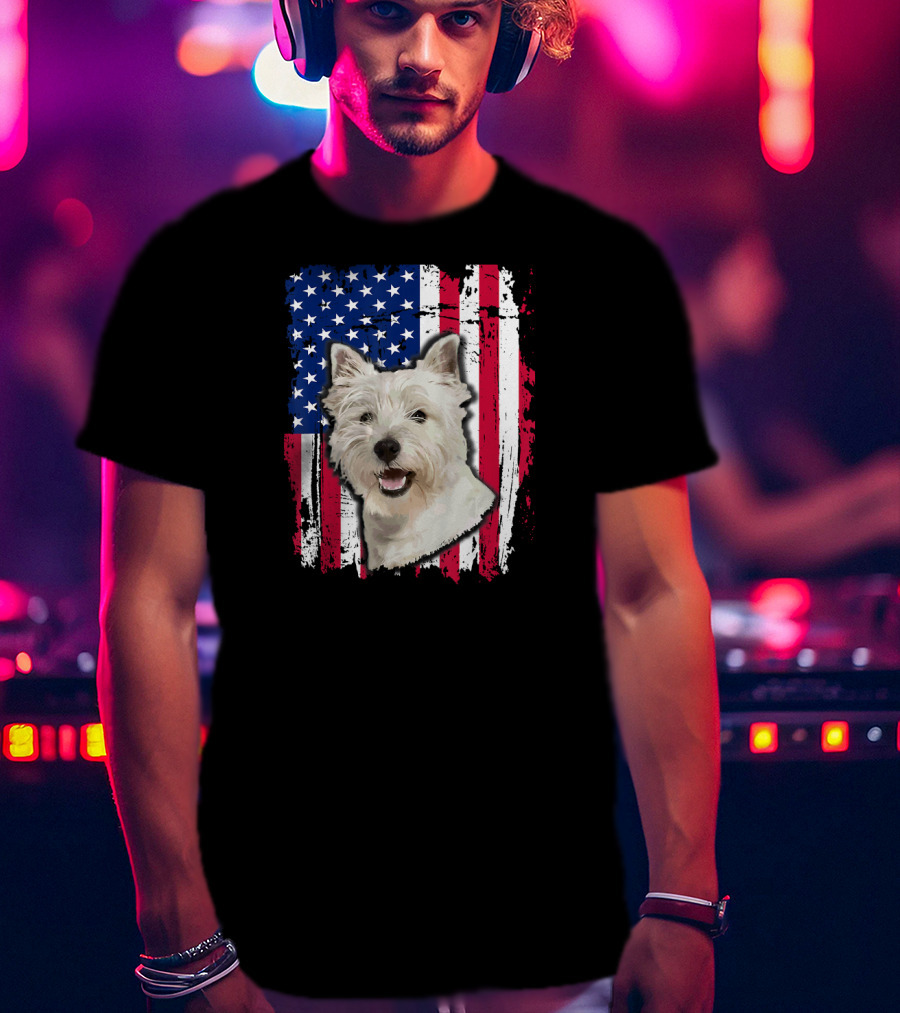 Westie USA Flag Independence Day T-Shirt