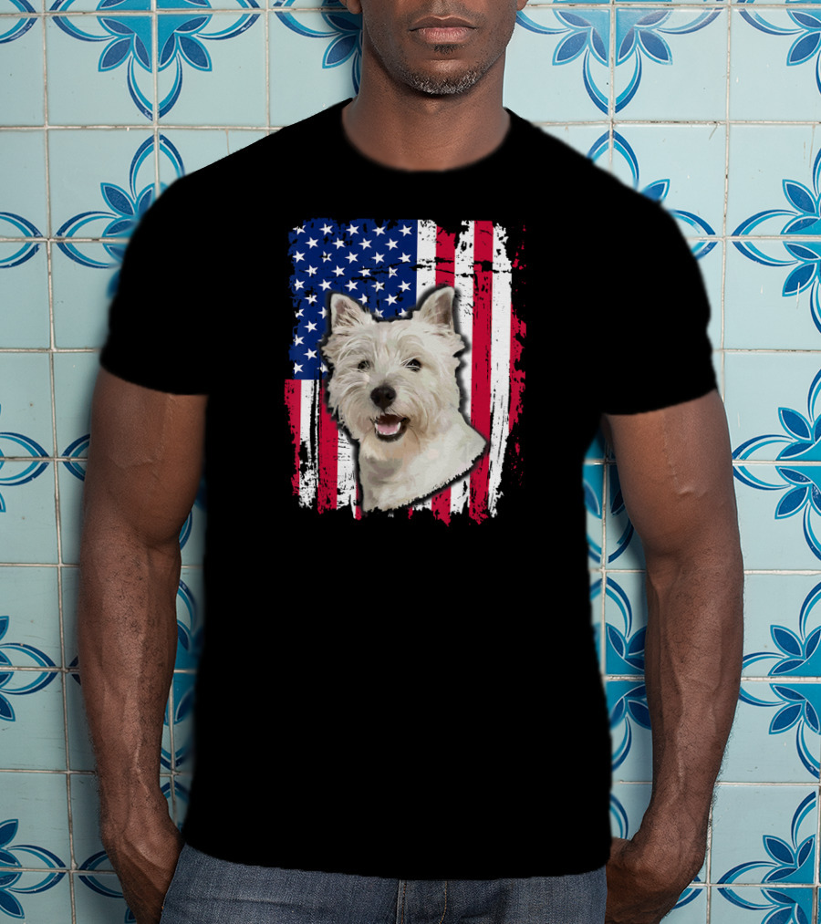 Westie USA Flag Independence Day T-Shirt