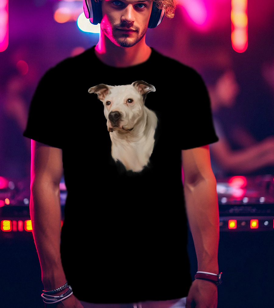 White Pit Bull Dog Portrait For Pitbull Lovers T-Shirt