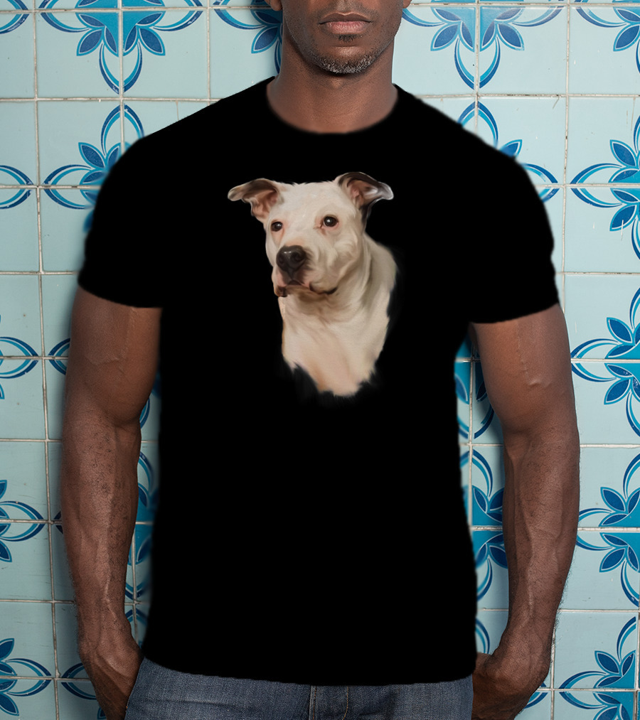 White Pit Bull Dog Portrait For Pitbull Lovers T-Shirt
