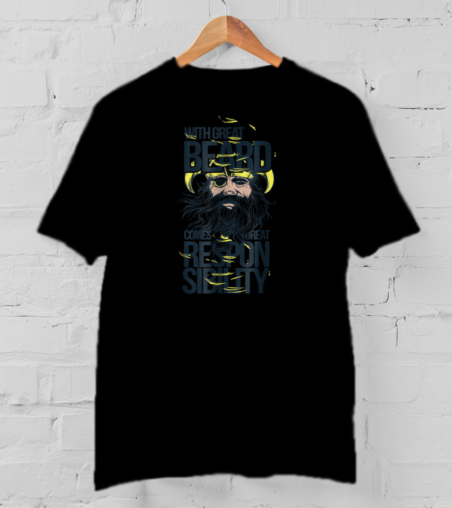 With Great Beard Comes Great Responsibility Thor Viking Aesthetic T-Shirt