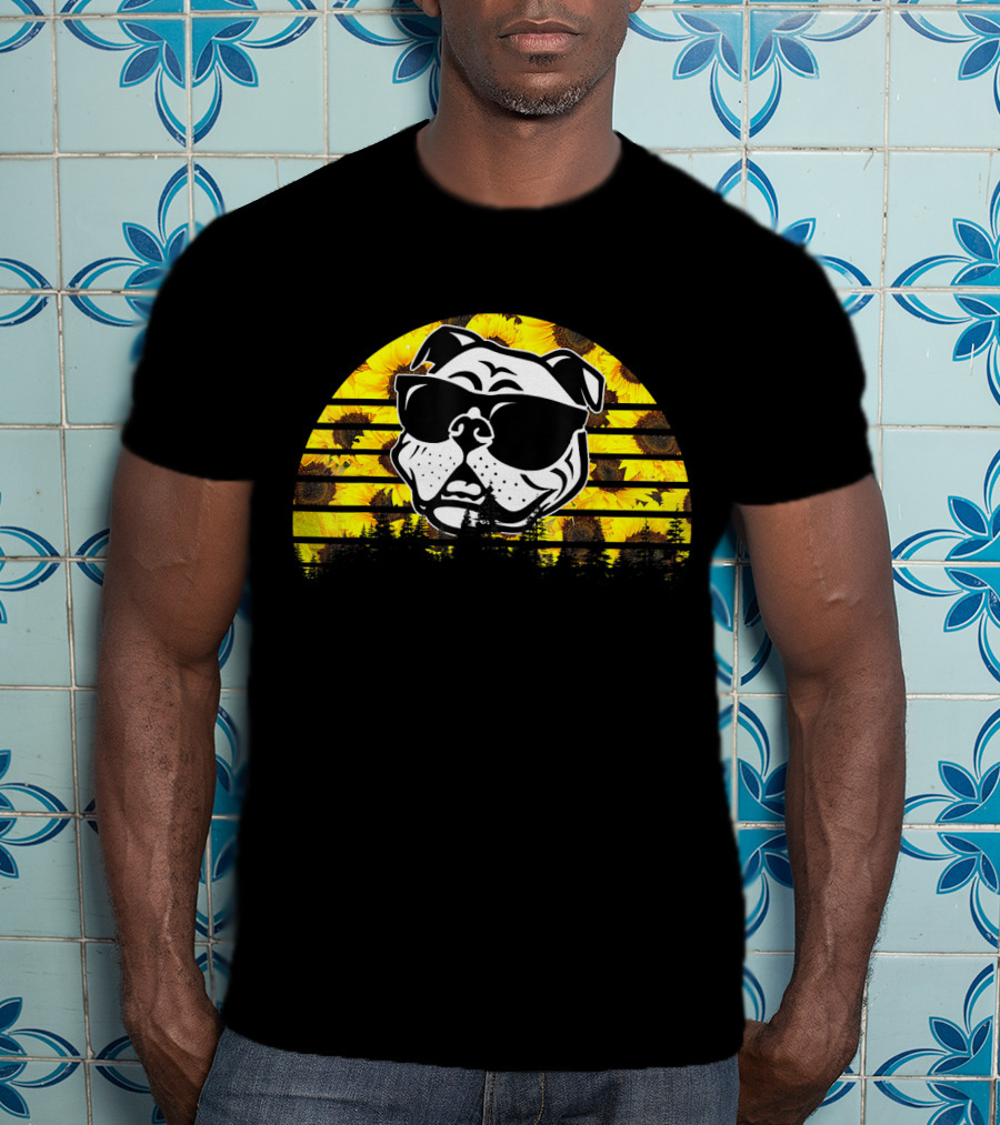 Pitbull Sunflower Sunglasses T-Shirt