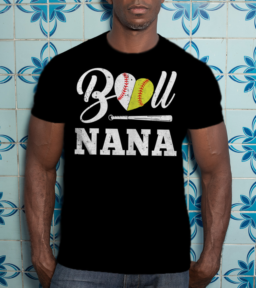 Ball Nana Heart Softball Baseball Bat T-Shirt