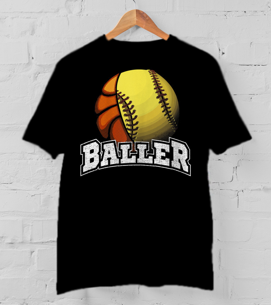 Baller Funny Girls Softball Basketball Combo T-Shirt