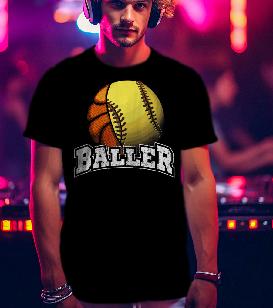 Baller Funny Girls Softball Basketball Combo T-Shirt