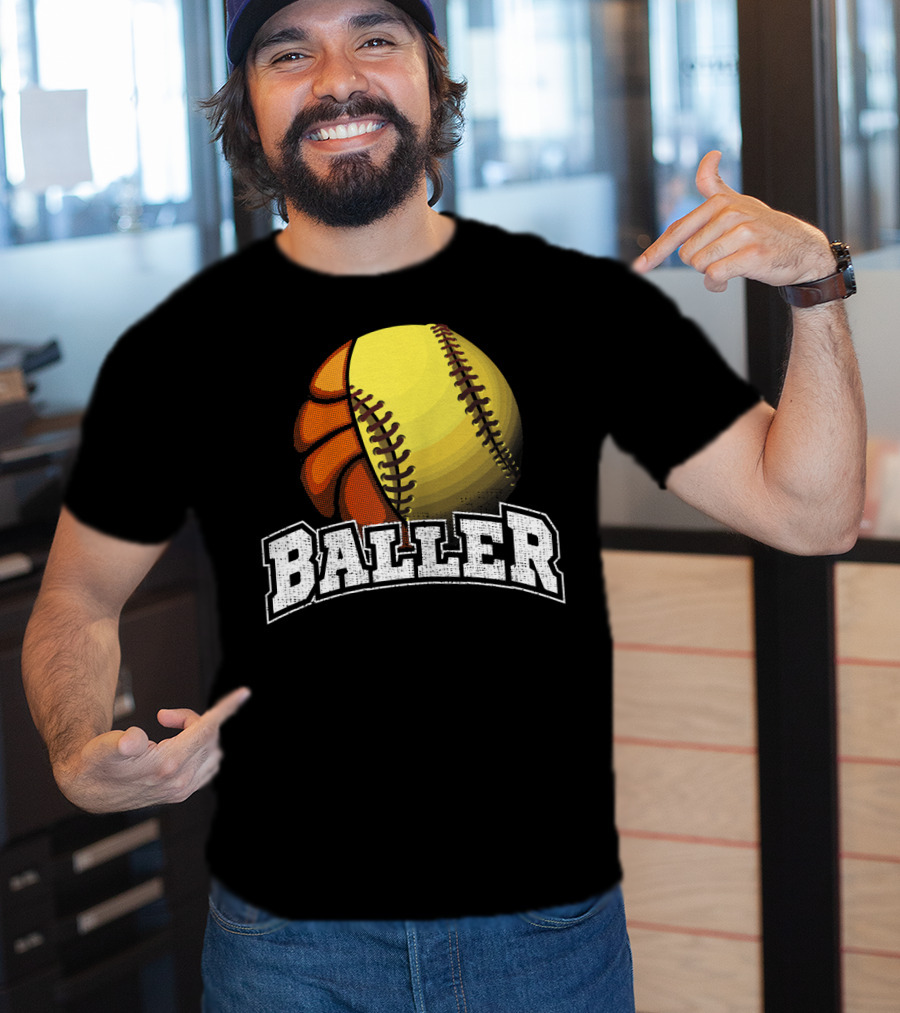 Baller Funny Girls Softball Basketball Combo T-Shirt