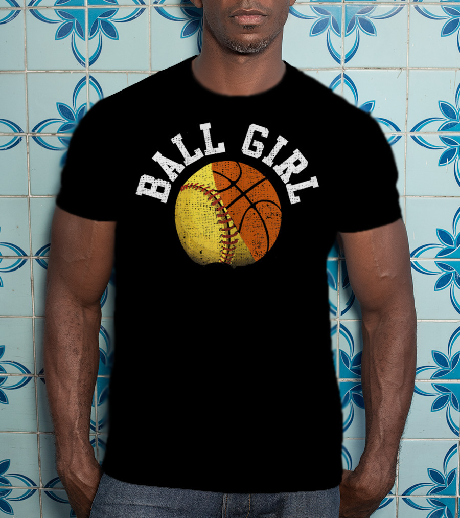 Ball Girl Funny Softball Basketball Combo T-Shirt