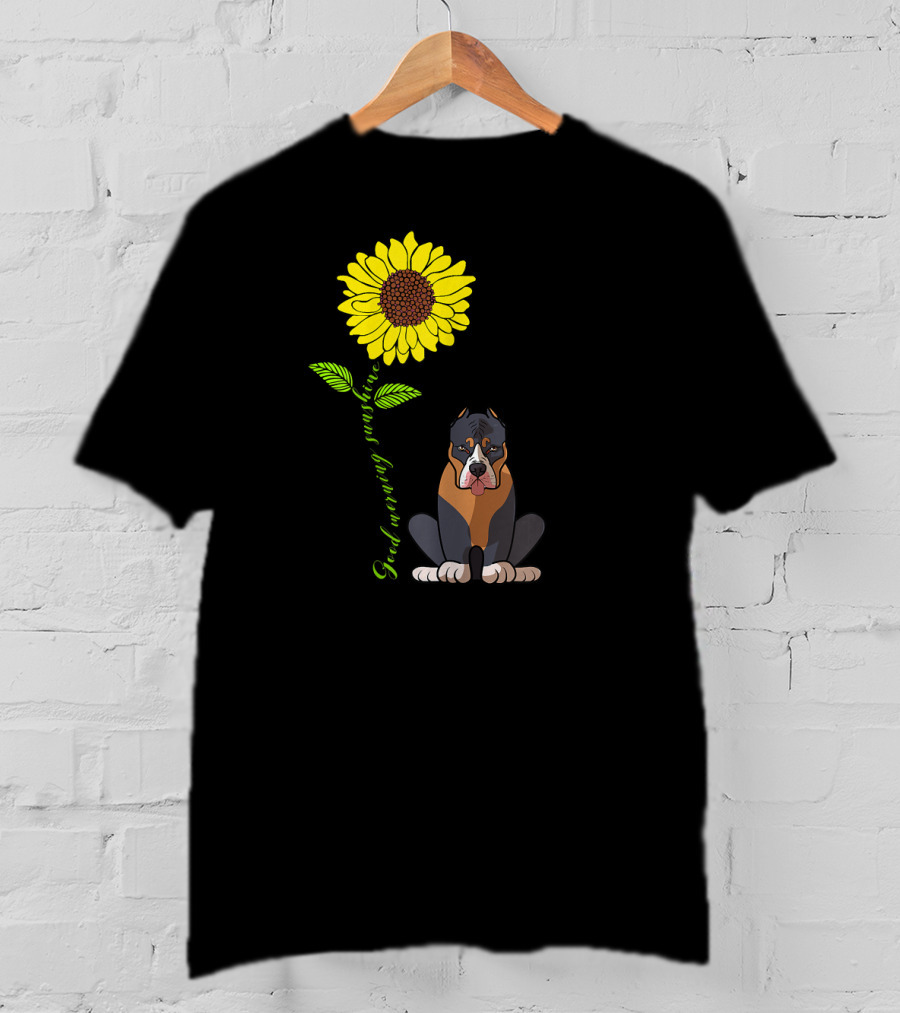 Good Morning Sunshine Pitbull With Sunflower T-Shirt