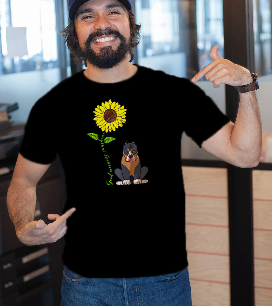 Good Morning Sunshine Pitbull With Sunflower T-Shirt