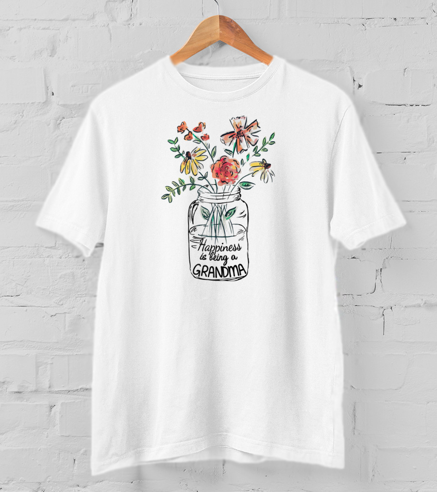 Happiness Is Being A Grandma Flower Jar T-Shirt