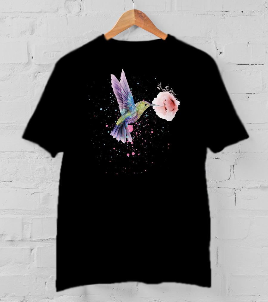 Hummingbird Valentines Day Romantic Flower Encounter T-Shirt