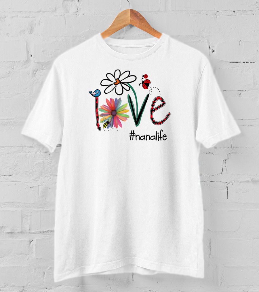NaNa Life Love Bug Theme With Bee And Flowers Grandma T-Shirt