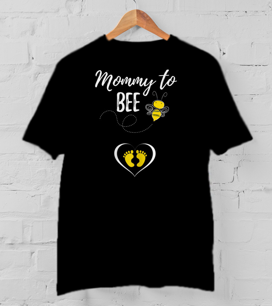 Mommy To Bee Cute Pregnant Baby Footprints Heart T-Shirt