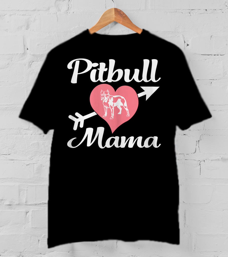 Pitbull Mama Heart With Arrow Pit Bull Lover T-Shirt