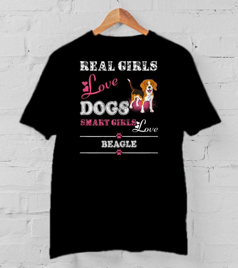 Real Girls Love Dogs Smart Girls Love Beagle T-Shirt