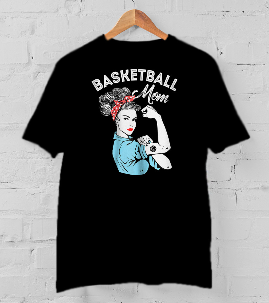 Basketball Mom Retro Strong Iconic Rosie Flexing T-Shirt