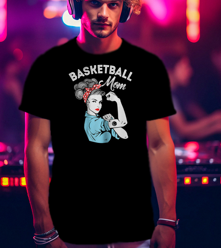 Basketball Mom Retro Strong Iconic Rosie Flexing T-Shirt