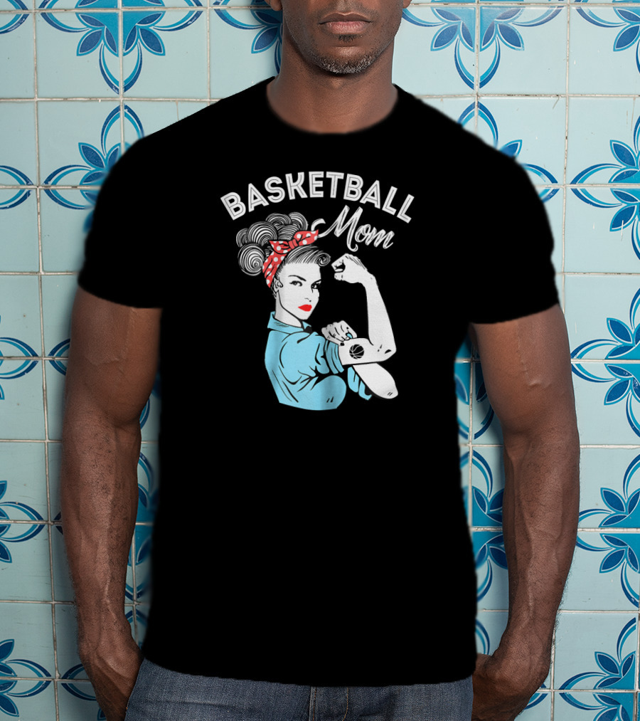 Basketball Mom Retro Strong Iconic Rosie Flexing T-Shirt
