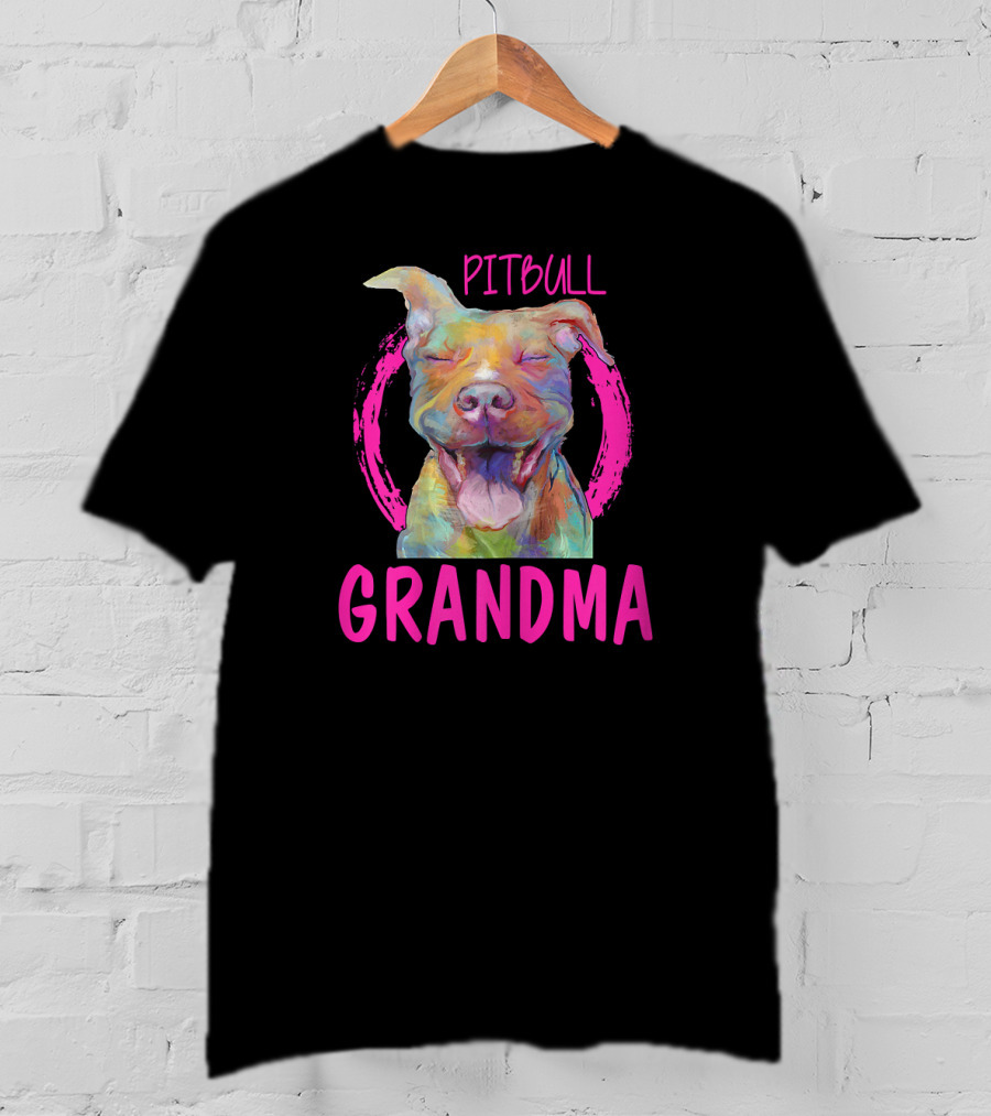 Pitbull Grandma Colorful Happy Dog T-Shirt