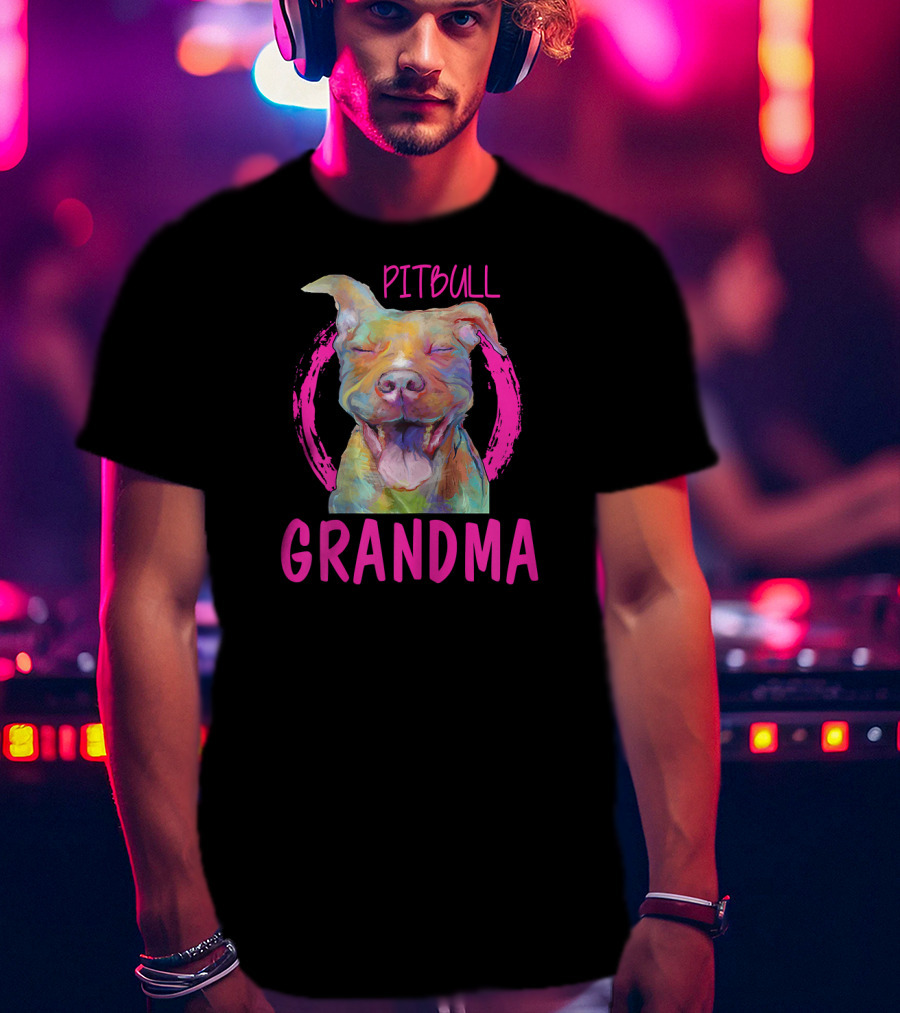 Pitbull Grandma Colorful Happy Dog T-Shirt